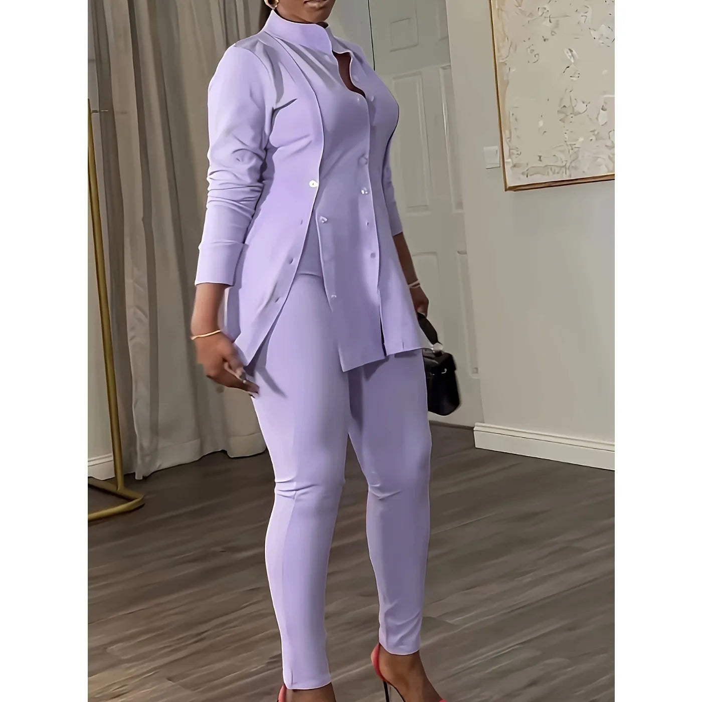 Minimalist Button-Slit Two-Piece Set