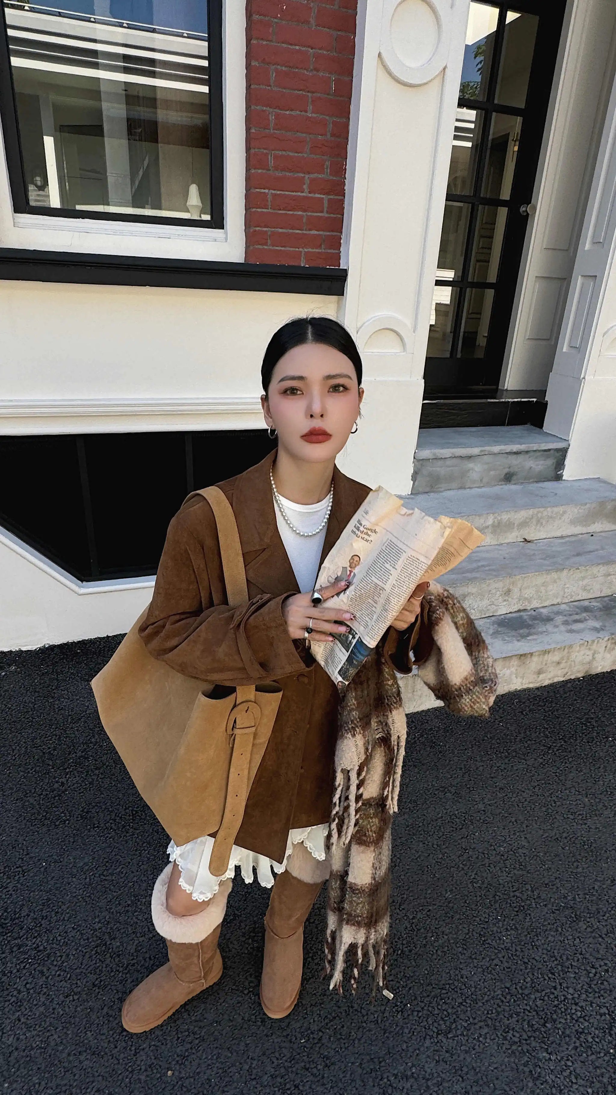 Motingsome Oversize Women Bag Luxury Suede Leather Winter Bags Frosted Cow Skin Handbag and Purses Retro Lady Tote 2024 New