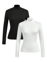 2-Piece Women's High-Neck Brushed Thermal T-Shirt Set - Made in USA
