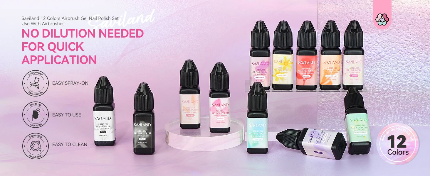 Saviland 12-Color Airbrush Gel Nail Polish Set