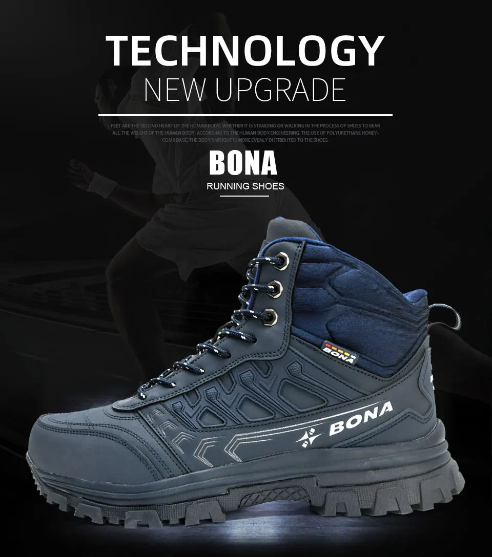 BONA 2023 New Designers Brand Winter Warm Boots Men Plush Nubuck Snow Boots Man High Quality High Top Boots Mansculino Sneakers