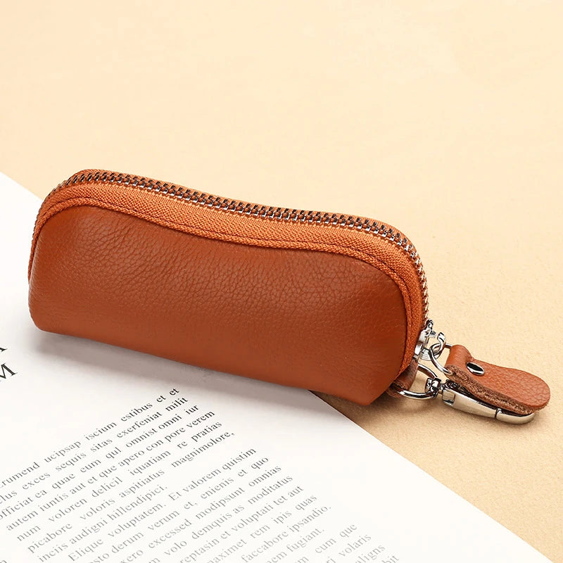 EDC Keychain for Women Genuine Leather Key Box for Car Keys Holder Case Mini  Pocket Card Wallet Coin Pouch Women's Purses