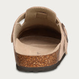 Evshine Men's Suede Clogs Fashion Leather Mules Cozy Footbed Slippers With Adjustable Buckle AntiSlip Cork Slippers Unisex Mules