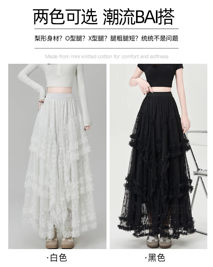 Gothic Lace Trumpet Skirt – Fairycore & Punk Streetwear
