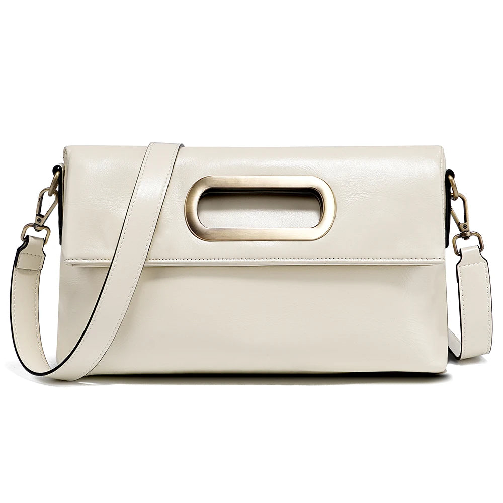 Zency Vintage Genuine Leather Handbag for Women Large Capacity Brown Crossbody Designer Shoulder Bag 2026 Summer Beige Sac Bolsa