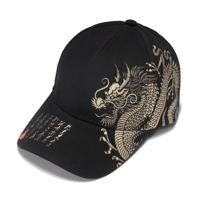 Unisex Cotton Dragon Print Baseball Cap
