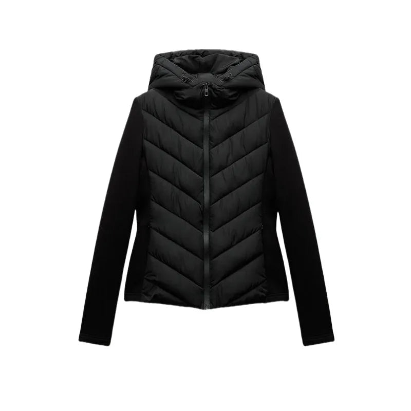 Elegant Patchwork Hooded Sport Coat
