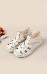 Newest gladiator summer sandals women's big size 43 woman real leather sandals ladies patchwork strap Non-slip flats