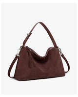 Russian Women's Genuine Suede Cowhide Leather Shoulder Bag Retro Frosted Cow Large Capacity Versatile Commuting Luxury Designer