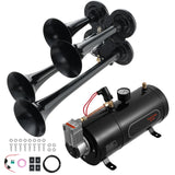 SucceBuy Train Horns Kit, 4 Trumpet Air Horn Kit, 150dB Train Horns for Pickup Trucks 12V 120 psi Air Compressor for Truck Train