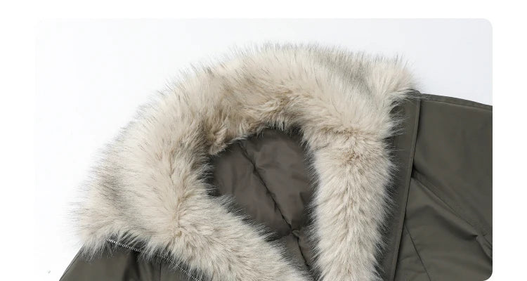 Women's Hooded Down Jacket with Faux Fur Collar