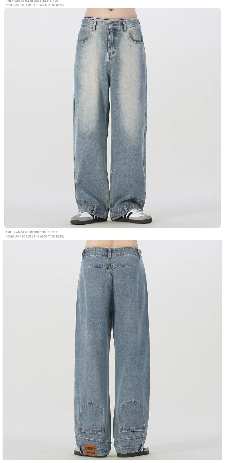 Retro Wide-Leg Baggy Denim Jeans – Unisex Straight Fit