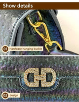 Advanced Ostrich Pattern Diamond Inlaid Women's Handbag New Fashionable High-End Shoulder Crossbody Bag