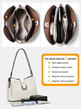 Zency Genuine Leather Bucket Shoulder Bag for Women