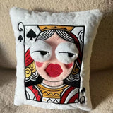 Funny Cartoon Embroidered Pillow Quirky Soft Sofa Throw Pillow Square Game Theme Patchwork Pillow Living Room Decor