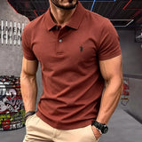 Men's 100% Cotton Polo Shirt — Embroidered Short Sleeve Golf Top