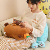 New Capybara Shark Shaped Snack Bag Plush Toys Super Soft Cartoon Squishy Pillow Funny Food Dolls Birthday Gifts Room Decor