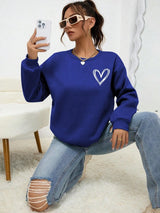 Heart Pattern Fleece Crewneck