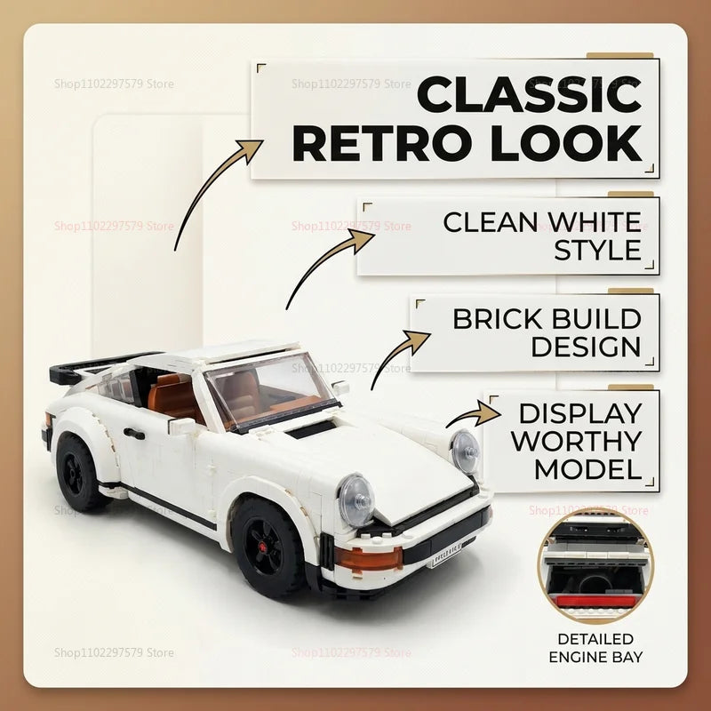 1458PCS Retro Car Building Blocks Set 2in1 Race Car Classic Car STEM Toy forTeens Adults Creative DIY Gift for  Christmas