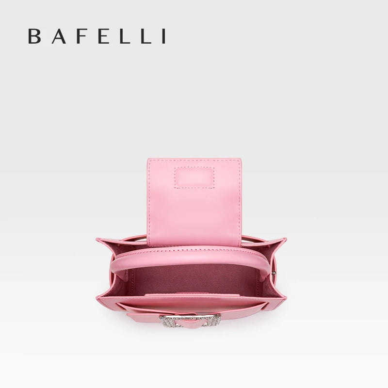 BAFELLI 2026 NEW WOMEN'S FASHION PINK EVENING HANDBAG SHOULDER BOXY BAG CASUAL PURSE LUXURY BRAND DESIGNER LEATHER TREND LADY