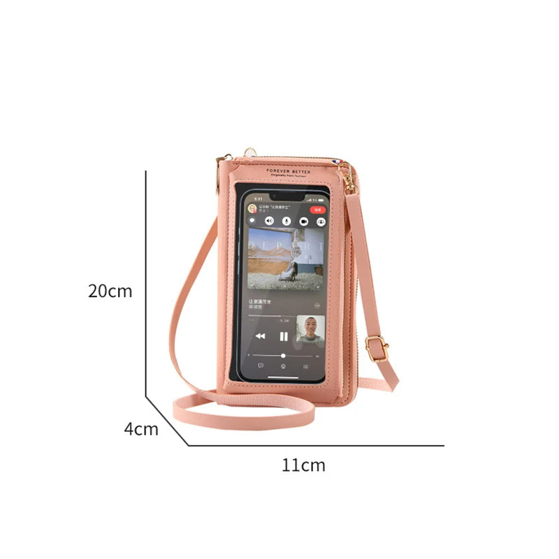 Women Crossbody Bags Touch Screen Cell Phone Purse 2023 Fashion Shoulder Bag Mobile Mini Wallet Card Holder Handbag for Female
