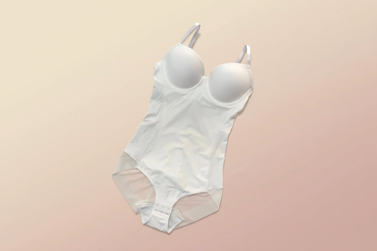 Underwire White Bodysuit Shaper – Silky Stretch Medium Control Shapewear