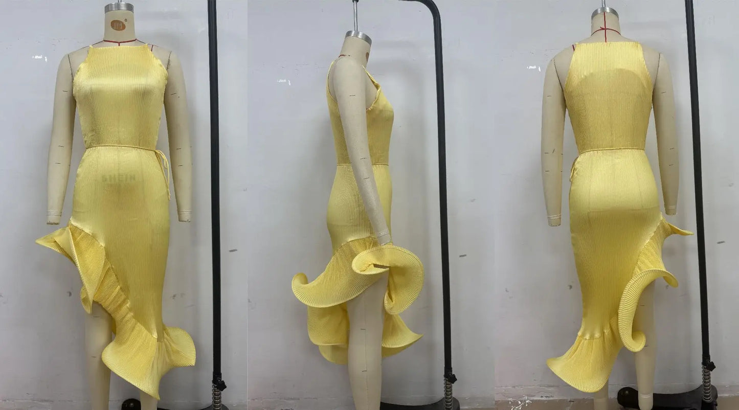 Summer Elegance: Women’s  Irregular Sleeveless Maxi Dress