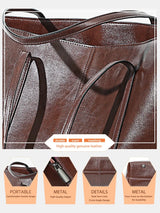 New Coffee Women Handbag 100% Genuine Leather Ladies Shoulder Purse Ladies Black Tote Bag Large Capacity Shopper Bags Brown