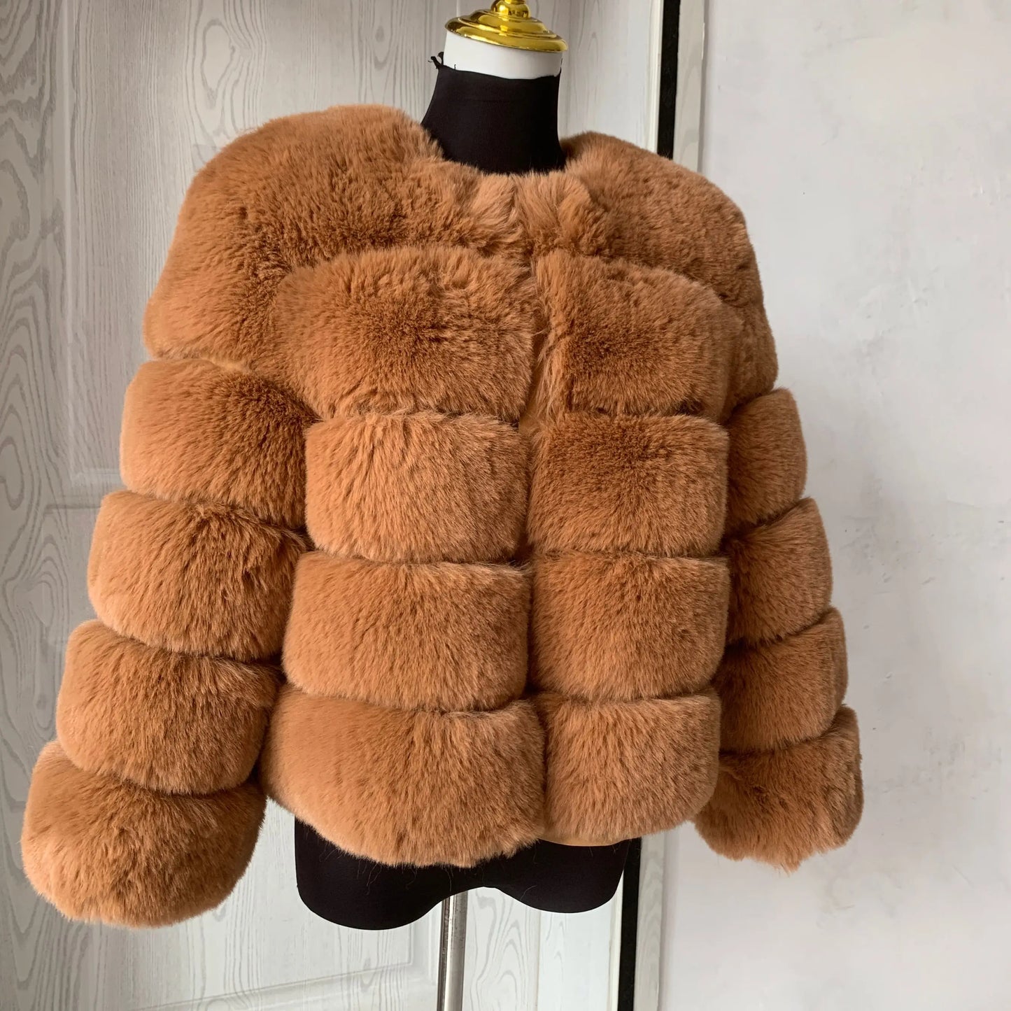 Elegant Winter Faux Fox Fur Crop Jacket