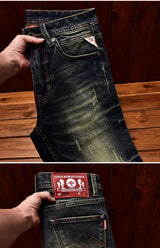 Men’s Vintage-Wash Slim-Fit Straight-Leg Jeans