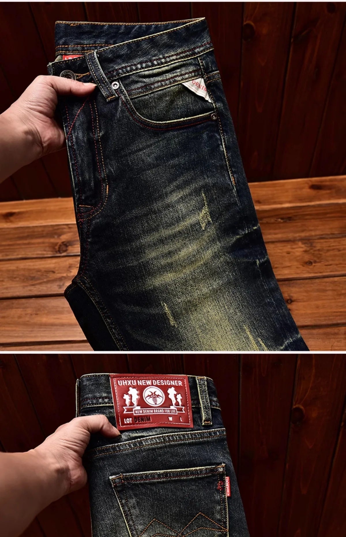 Men’s Vintage-Wash Slim-Fit Straight-Leg Jeans
