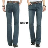 Male Bell Bottom Denim Trousers Slim Black Boot Cut Jeans Men's Clothing Casual Business Flares Pants