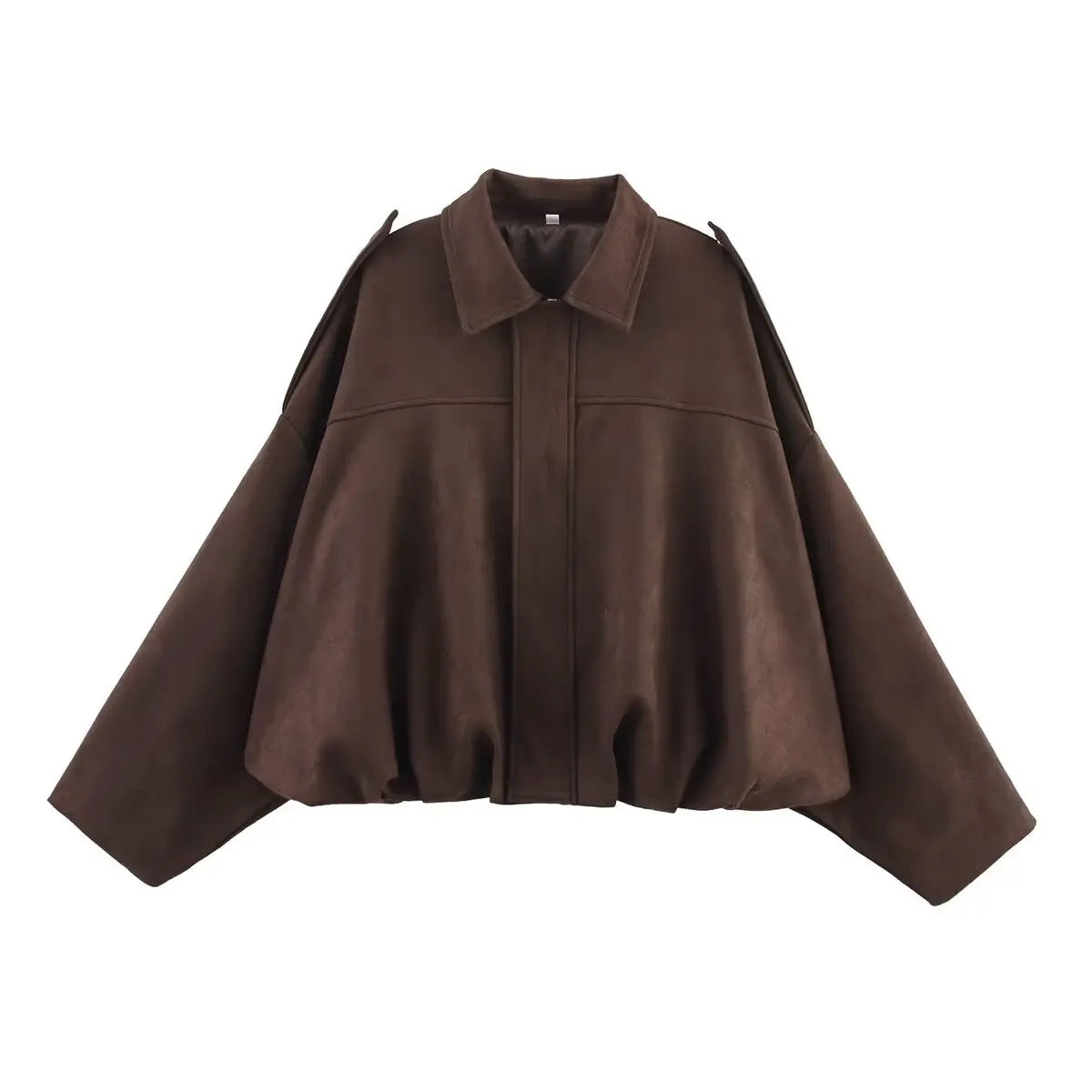 Women's Suede Bomber Jacket – Elegant Oversized Coat