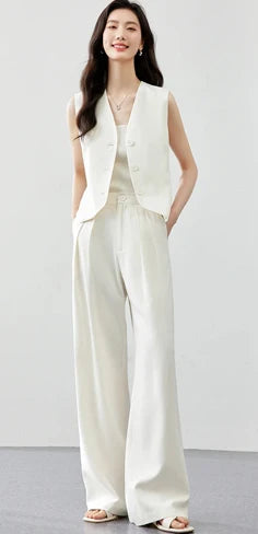 VIMLY 2 Piece Pant Set Woman Casual Outfits Women's Pant Suit 2026 Blue Stand-up Collar Jacket and Trouser Female Clothing A0119