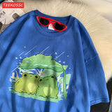 Artistic Frog Umbrella Cotton T-Shirt
