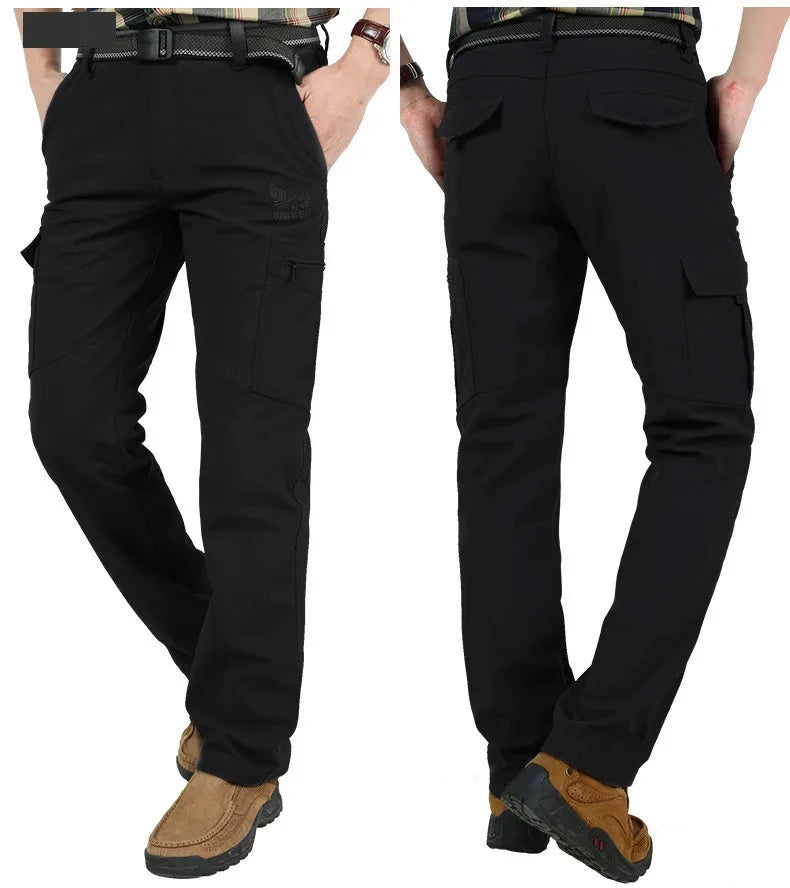 Men's Winter Fleece Straight-Leg Cargo Pants