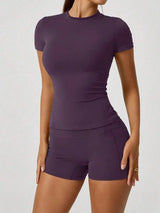 Women's Sculpting Sports Short Sleeve & High-Waist Shorts Set
