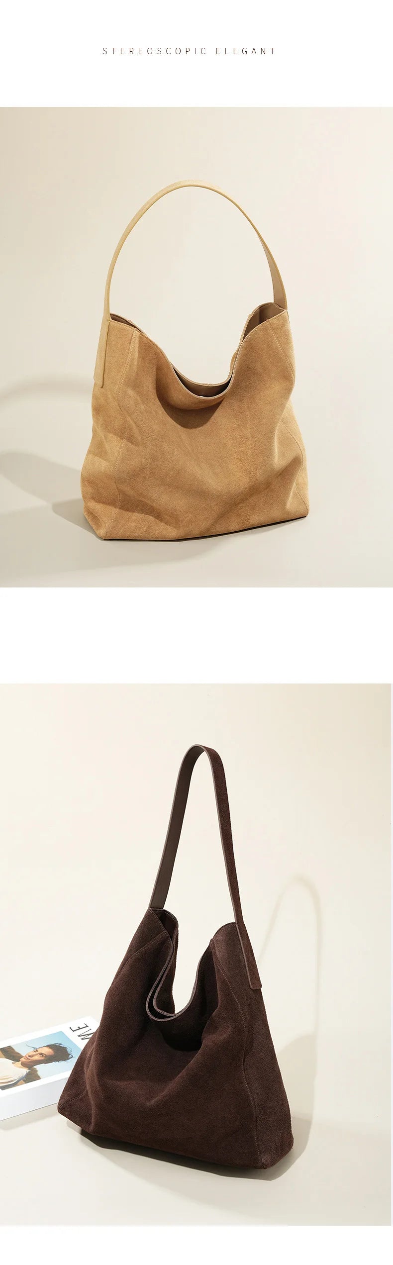 Frosted Suede Tote Bag – Large Capacity Shoulder Bag