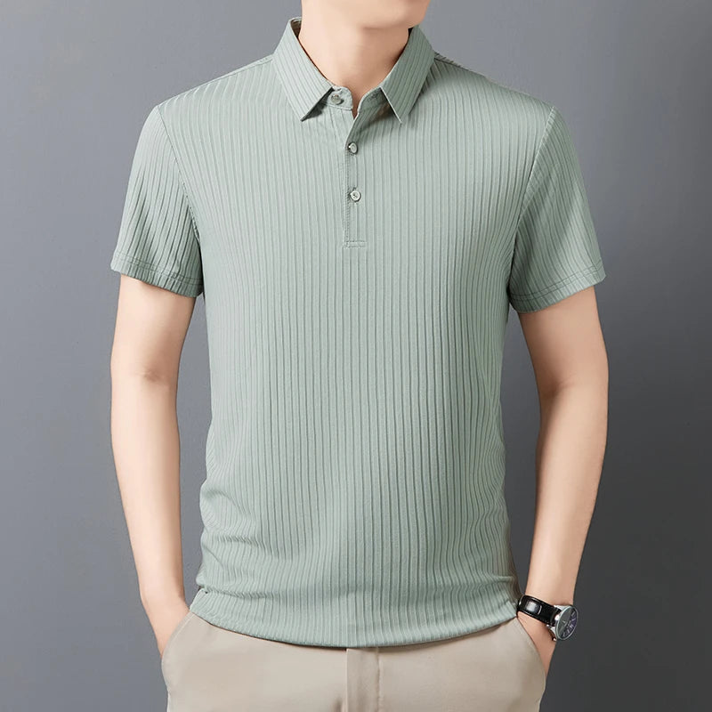 Men's Striped Polo Shirt – Breathable Summer Style