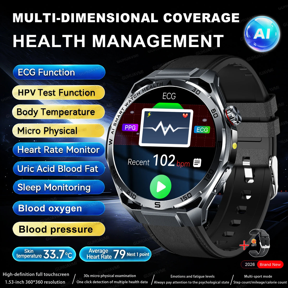 ECG+PPG Advanced Health Smart Watch for Men & Women