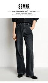 Women's High-Waist Fleece-Lined Wide-Leg Jeans