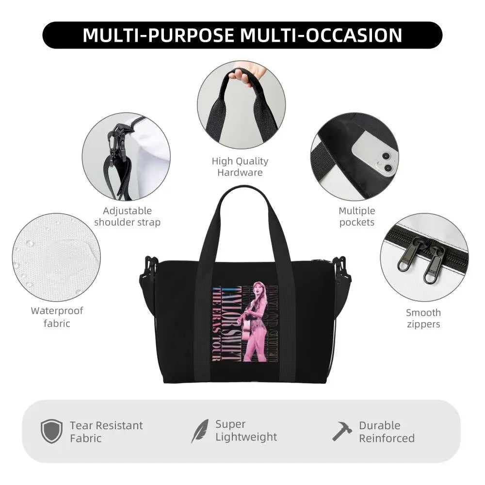 Custom The Eras Tour 1989 Taylor's Swift's American Pop Singer Tote Bag Women Large Capacity Beach Gym Travel Bags