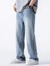Men's Loose Straight-Leg Cotton Blend Jeans