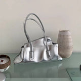 Retro Crocodile Pattern Large Capacity Tote Bag Design Women's Pleated  Leather Shoulder Bag Female Daily Commuter Bag 2025