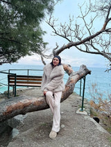 Gradient Faux Fox Fur Overcoat
