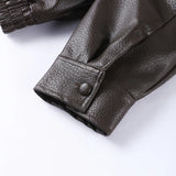 2026 Autumn Women's Faux Leather Jacket Brown Black Long Sleeve Stand Collar Thick Loose Lady Coat Fashion Motorcycle Streetwear