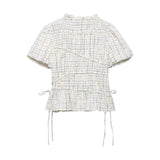 TFAFXY 2026 Summer Bow Plaid Embroidered Blouse Women Sets A-line Midi Long Skirt Suits Y2K