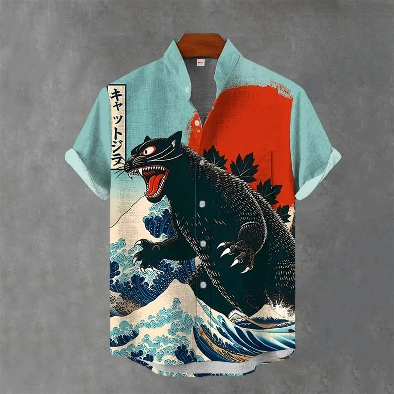 Men’s Japanese Animal Graphic Hawaiian Shirt