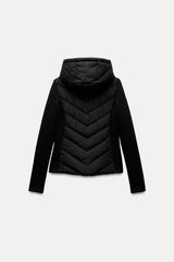 Elegant Patchwork Hooded Sport Coat