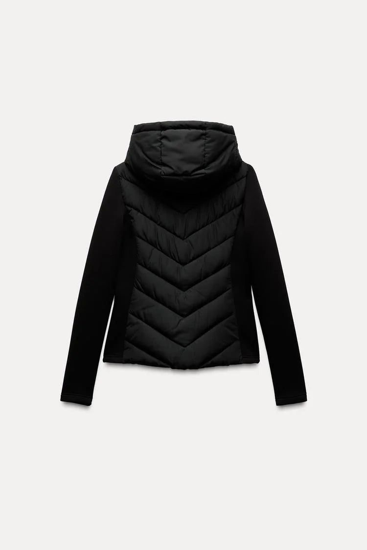 Elegant Patchwork Hooded Sport Coat